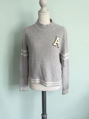 ABERCROMBIE & FITCH A Logo Gray Sweater Size Medium
